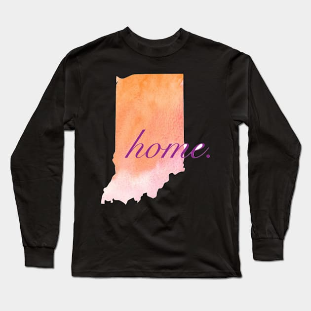 Indiana Home Watercolor Pink Orange Long Sleeve T-Shirt by jrepkin